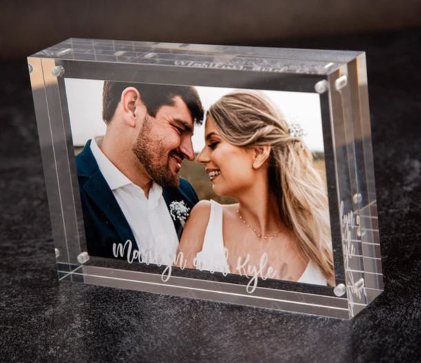 Personalized Acrylic Photo Block - Ideal New Home/Office Picture Frame & Thoughtful Gift for BFF, Engagements, Weddings, and Christmas