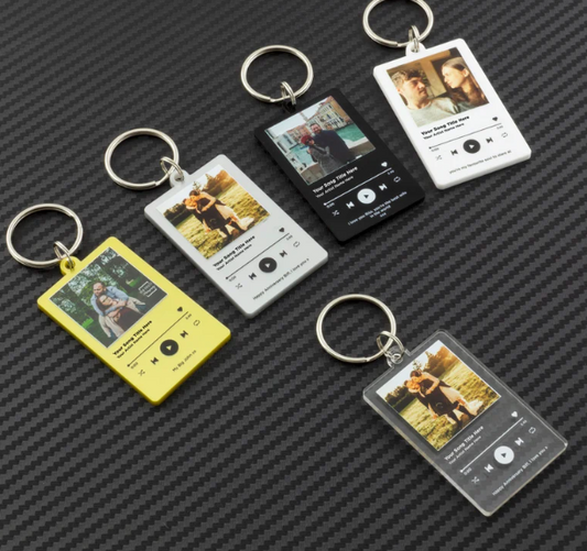 Personalised "Streaming Service" Style Keyring with custom artwork and message. DOES NOT CONTAIN SCANNABLE CODE OR DATA.