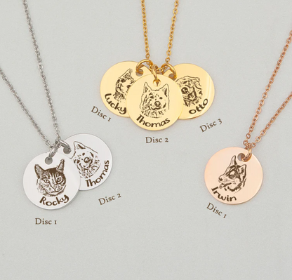 Personalized Pet Jewelry for Dog Mom - Pet Portrait Custom - Dog Portrait Necklace - Engraved Portrait from Photo - Pet Memorial Jewelry
