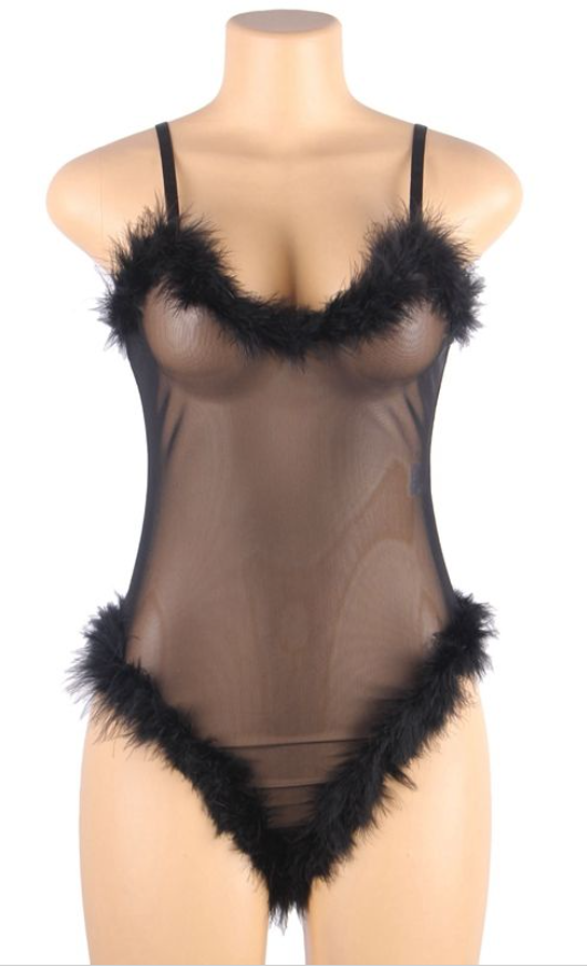 Flirty Feathers Fur Teddy Lingerie