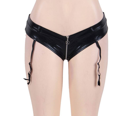 Leather Adjustable Suspender G-String Thong