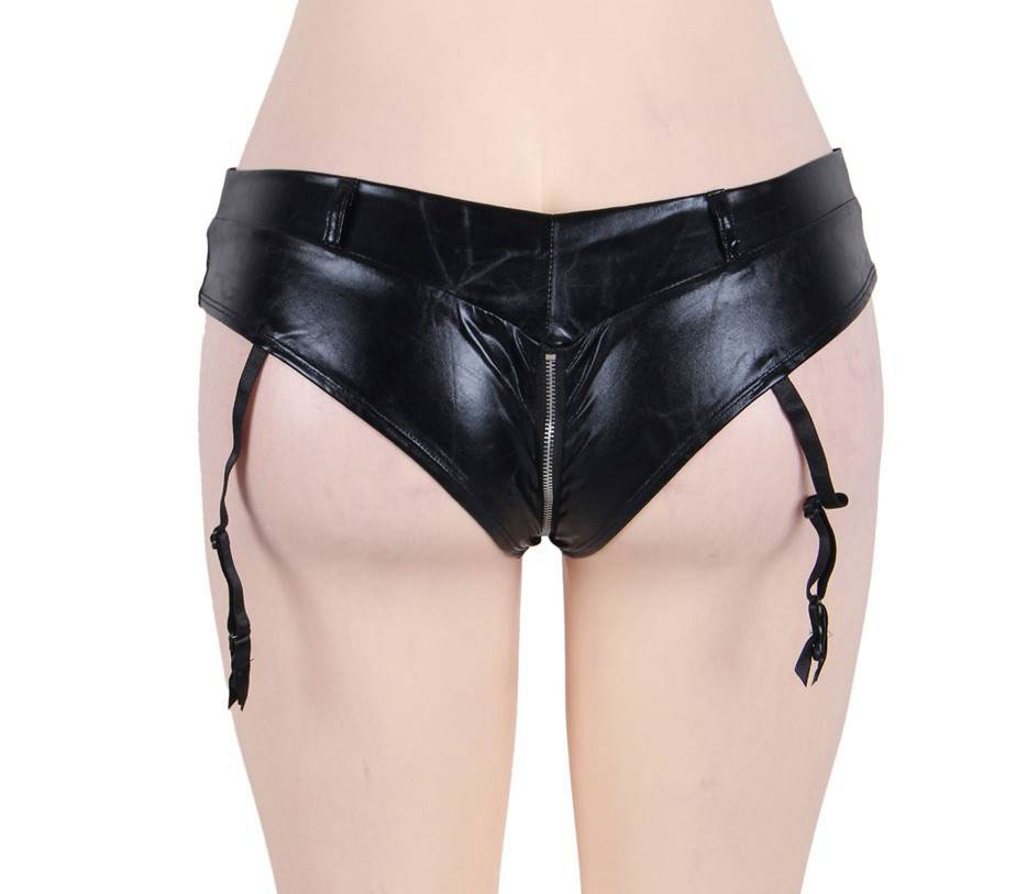 Leather Adjustable Suspender G-String Thong