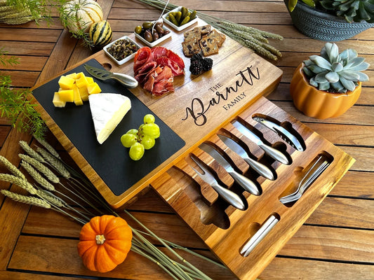 Personalized Charcuterie Board Set/19pcs Cheese Board And Knife Set