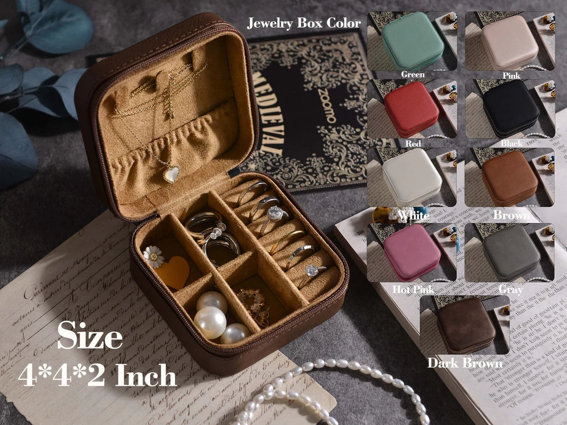 Personalized Leather Jewelry Box Travel Case