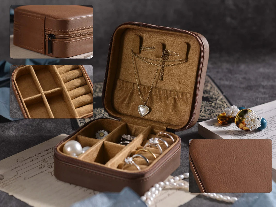 Personalized Leather Jewelry Box Travel Case