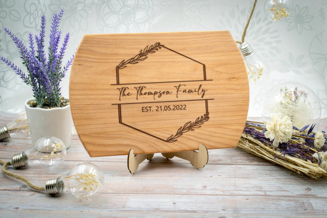 Personalized Cutting Board for Wedding Gift with Engraved Design, Anniversary Gift, Bridesmaid Gift, Housewarming Gift