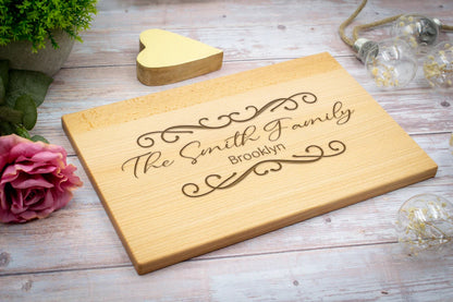 Personalized Cutting Board for Wedding Gift with Engraved Design, Anniversary Gift, Bridesmaid Gift, Housewarming Gift