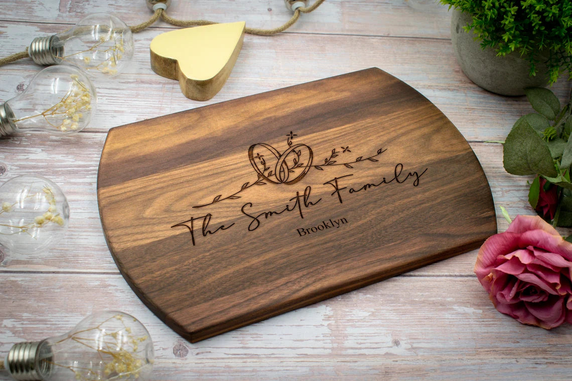 Personalized Cutting Board for Wedding Gift with Engraved Design, Anniversary Gift, Bridesmaid Gift, Housewarming Gift