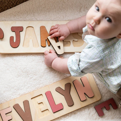 Wooden Name Puzzle, Gender Neutral, Personalized Gift for Baby