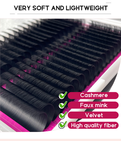 Wholesale Private Label Cashmere Matte Black Individual Lash Extension  (8-25mm) Mixed Length