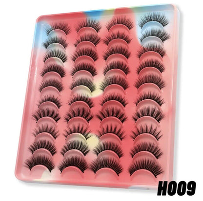 20 Pairs (H009) Mink False Lashes Soft Fluffy Wispy Natural Reusable Eyelashes