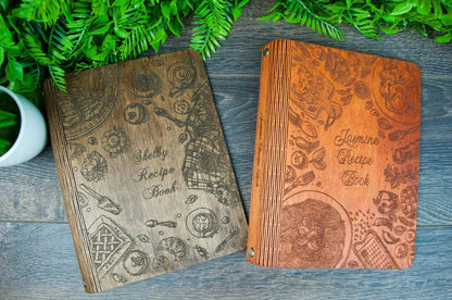 Personalized Wooden Recipe Book Binder Custom Journal Cookbook Gift (Small A6)