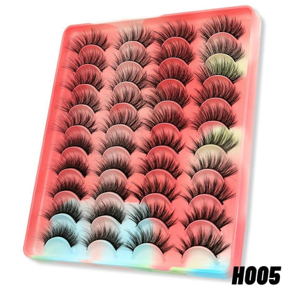 20 Pairs (H005) Mink False Lashes Soft Fluffy Wispy Natural Reusable Eyelashes