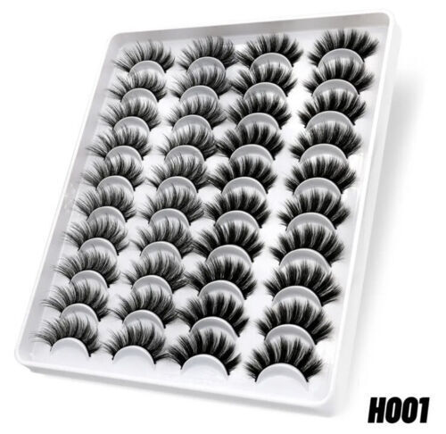 20 Pairs (H001) Mink False Lashes Soft Fluffy Wispy Natural Reuasable Eyelashes