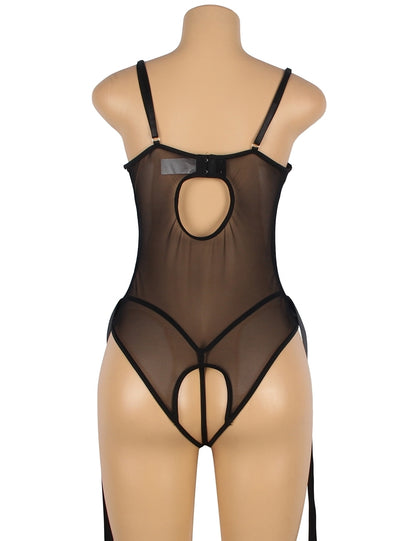 Plus Daily Dose Of Passion Leather Teddy Lingerie Set