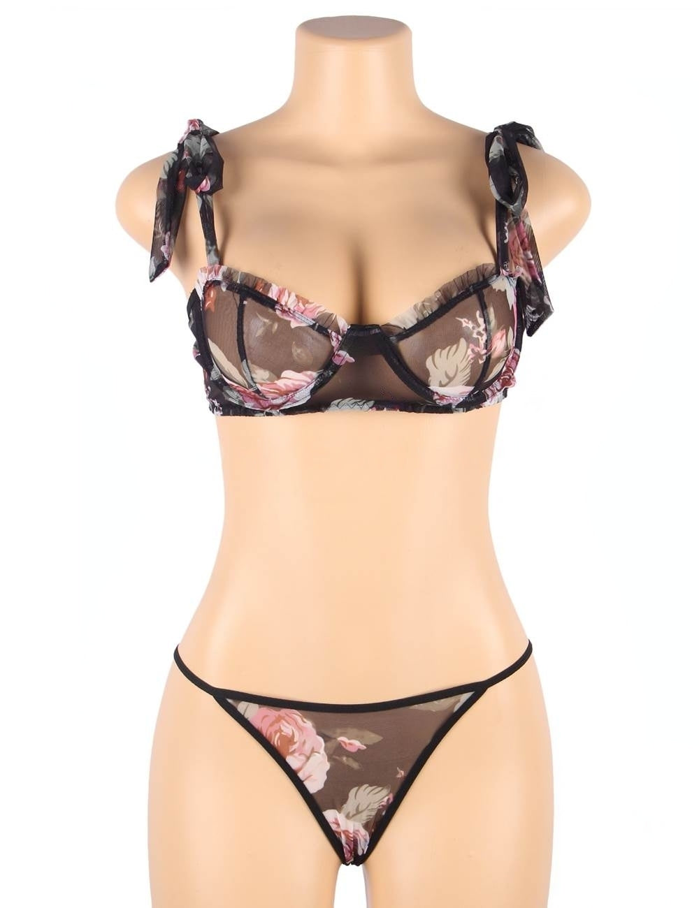 Rosy Lace Bra With Underwire Lingerie Set