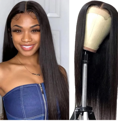 Straight Brazilian Virgin Pre Plucked 150% Density Lace Front Human Hair 4x4 Lace Closure Wig