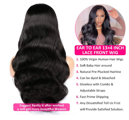 Pre Plucked Hairline Brazilian Body Wave Lace Front Human Hair Wigs