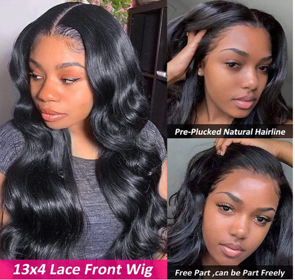 Pre Plucked Hairline Brazilian Body Wave Lace Front Human Hair Wigs