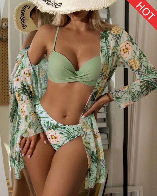 Vogue Floral Twist 3PCS Cover Up Swimwear
