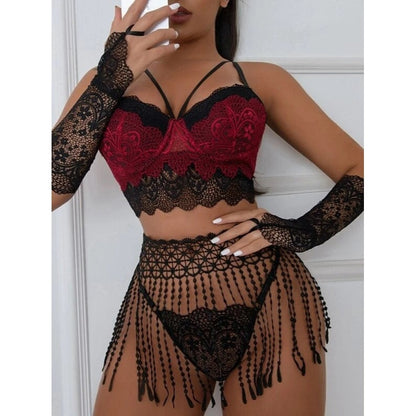 4pack Red Essence Lingerie Set