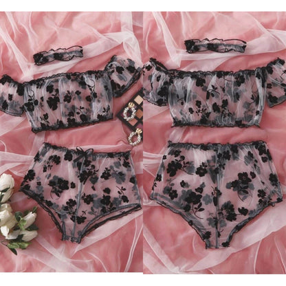 Sparrow Floral Mesh Lingerie Set & Choker