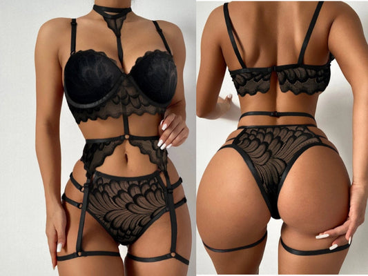 Sexy Garter Lingerie Set With Choker