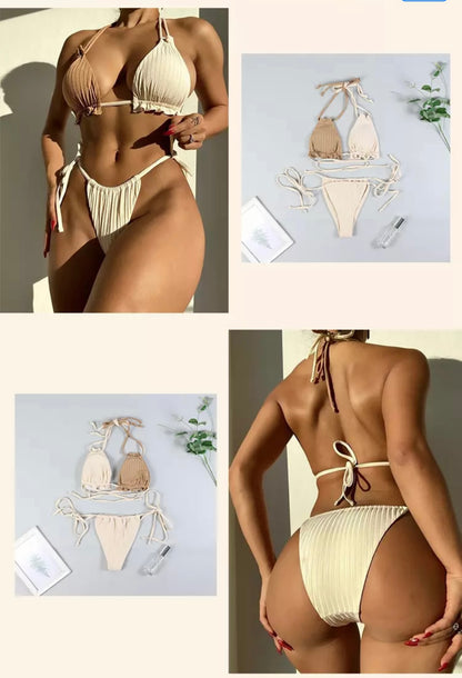 Tiffany’s Drawstring Colorblock Bikini Swimwear