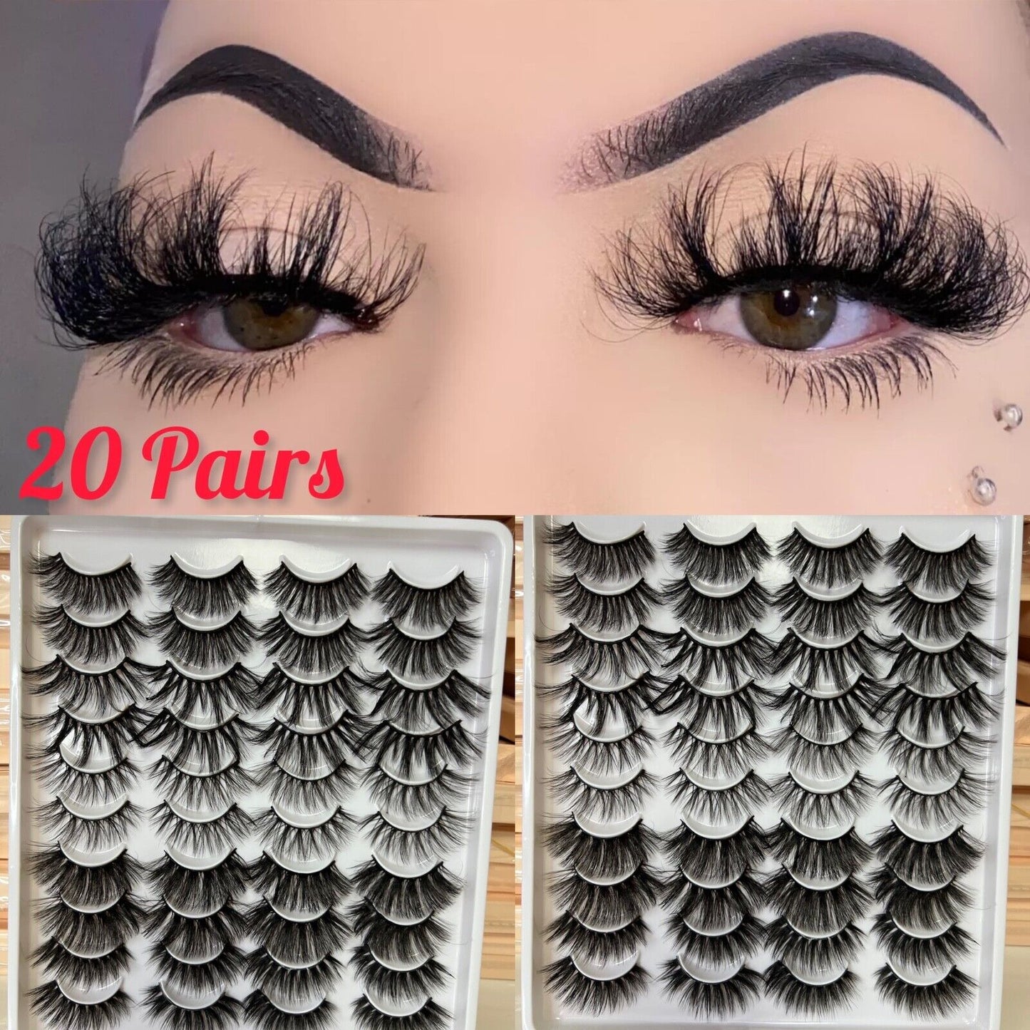 20 Pairs False Eyelashes Mink Natural Extension Black 3D Soft Lashes (Style 1)