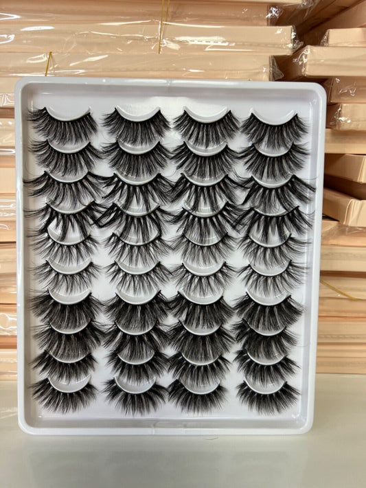 20 Pairs False Eyelashes Mink Natural Extension Black 3D Soft Lashes (Style 1)