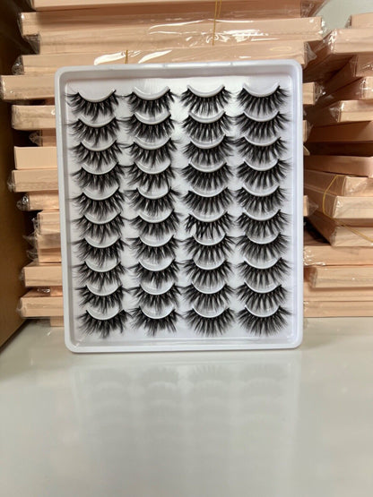 20 Pairs False Eyelashes Mink Natural Extension Black 3D Soft Lashes (Style 09)