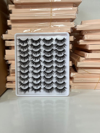 20 Pairs False Eyelashes Mink Natural Extension Black 3D Soft Lashes (Style 09)