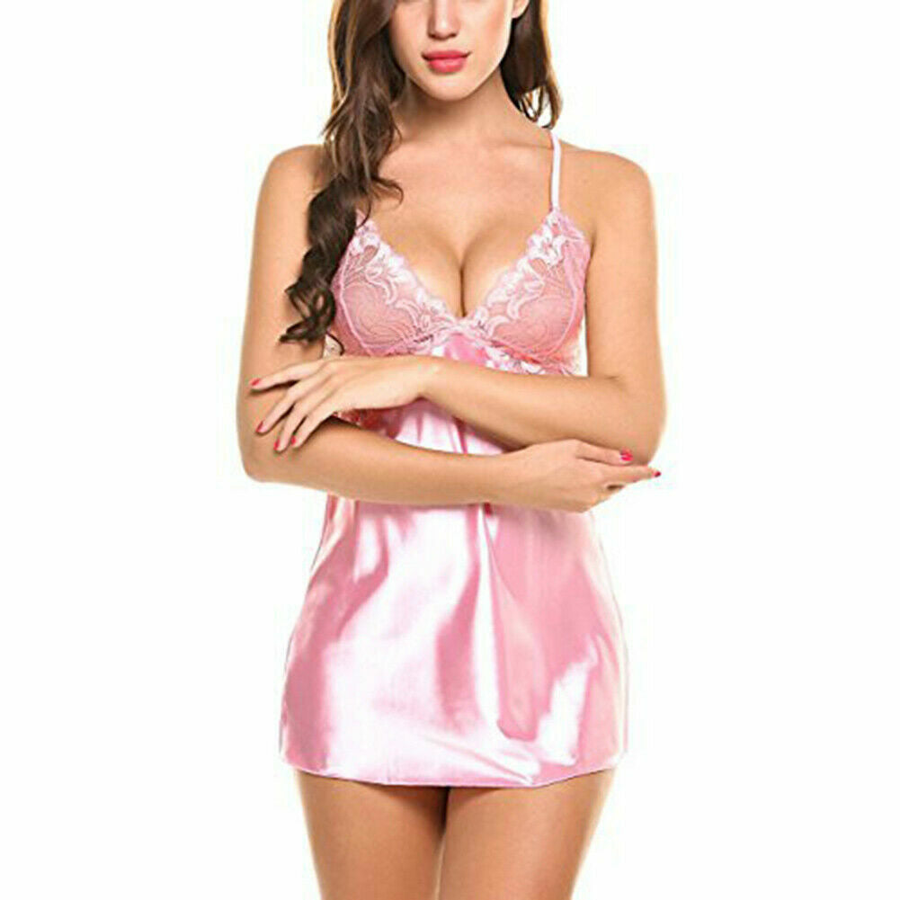 Silk Lace Sleepwear Night Dress Pajamas Lingerie